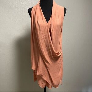 ASTR The Label Faux Wrap Front Tunic Womens MEDIUM Sleeveless Peach